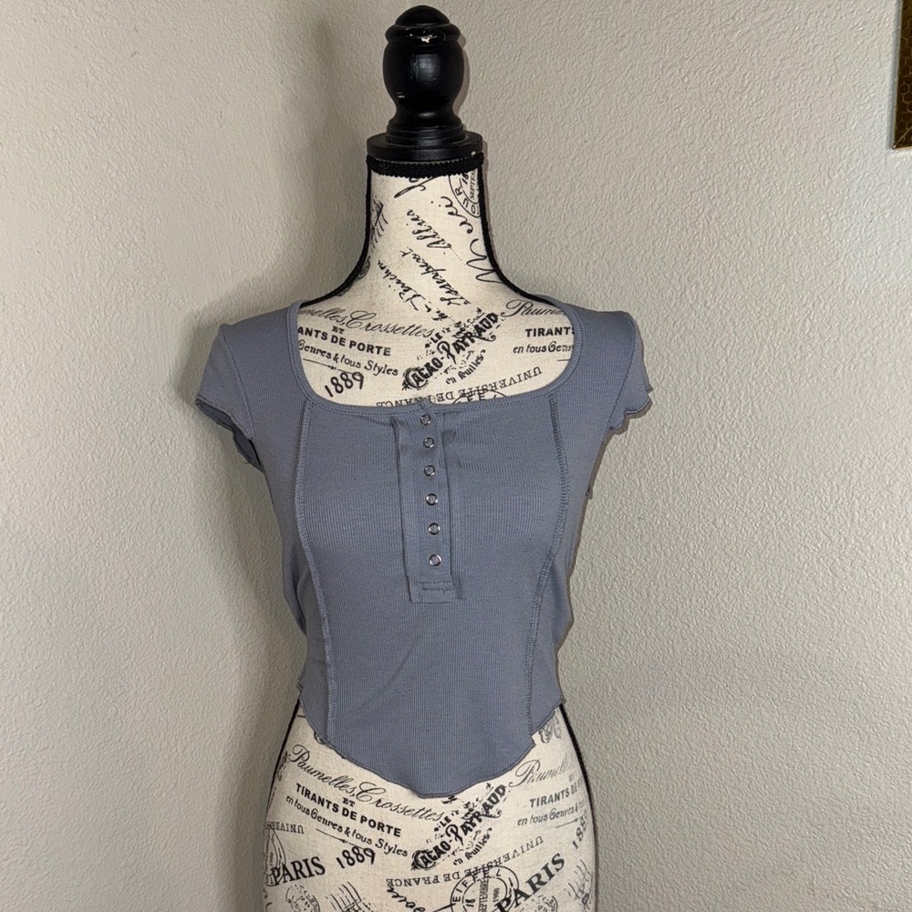 SHEIN Gray Cap Sleeve Blouse